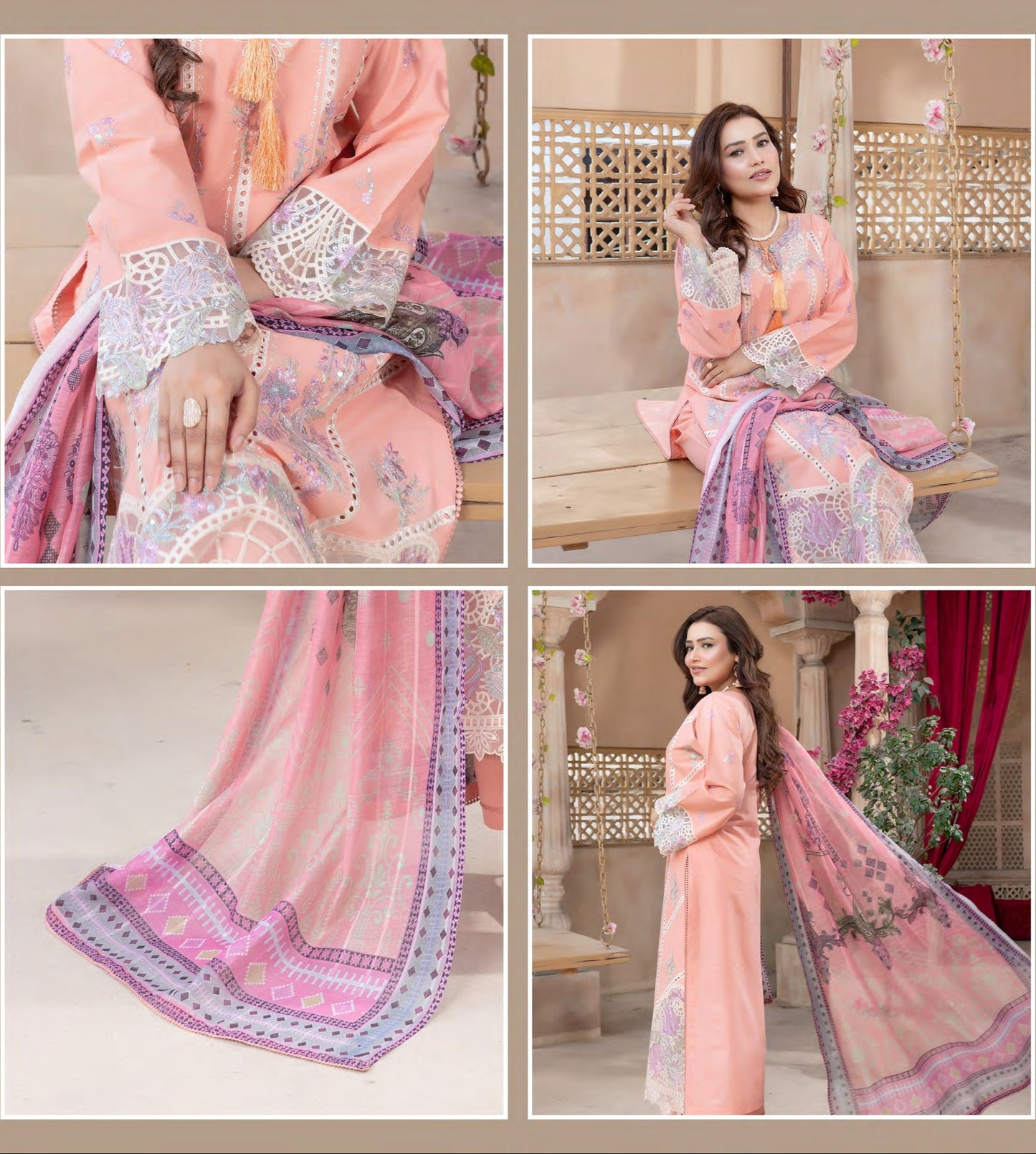 Munira Jheel Cotton MSL 03 Peach