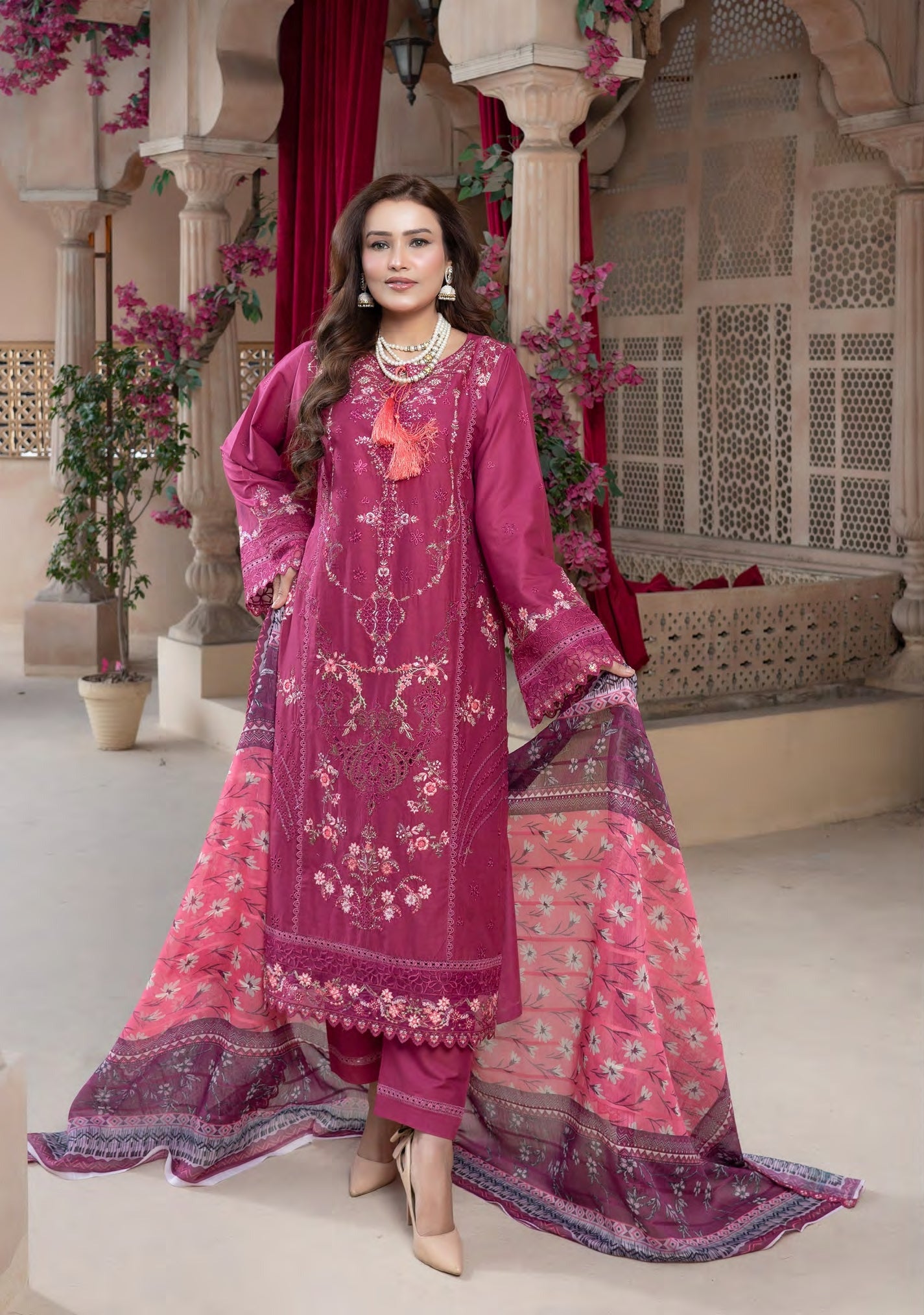 Munira Jheel Cotton MSL 05 Rasberry Pink