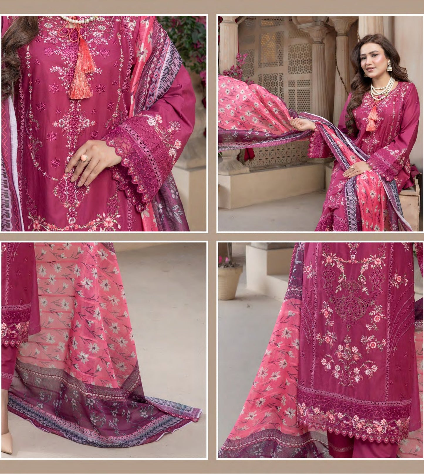 Munira Jheel Cotton MSL 05 Rasberry Pink