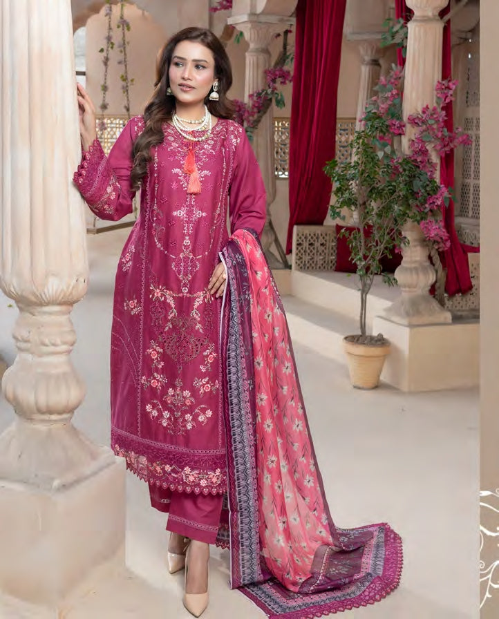 Munira Jheel Cotton MSL 05 Rasberry Pink