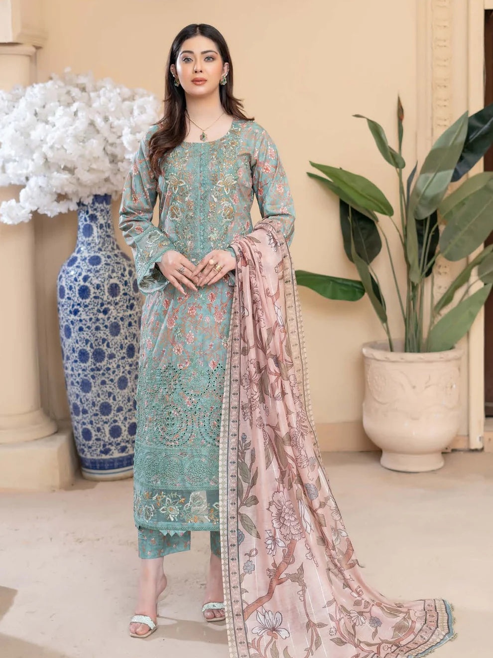 Munira Eid Lawn MSL 03 Teal Green