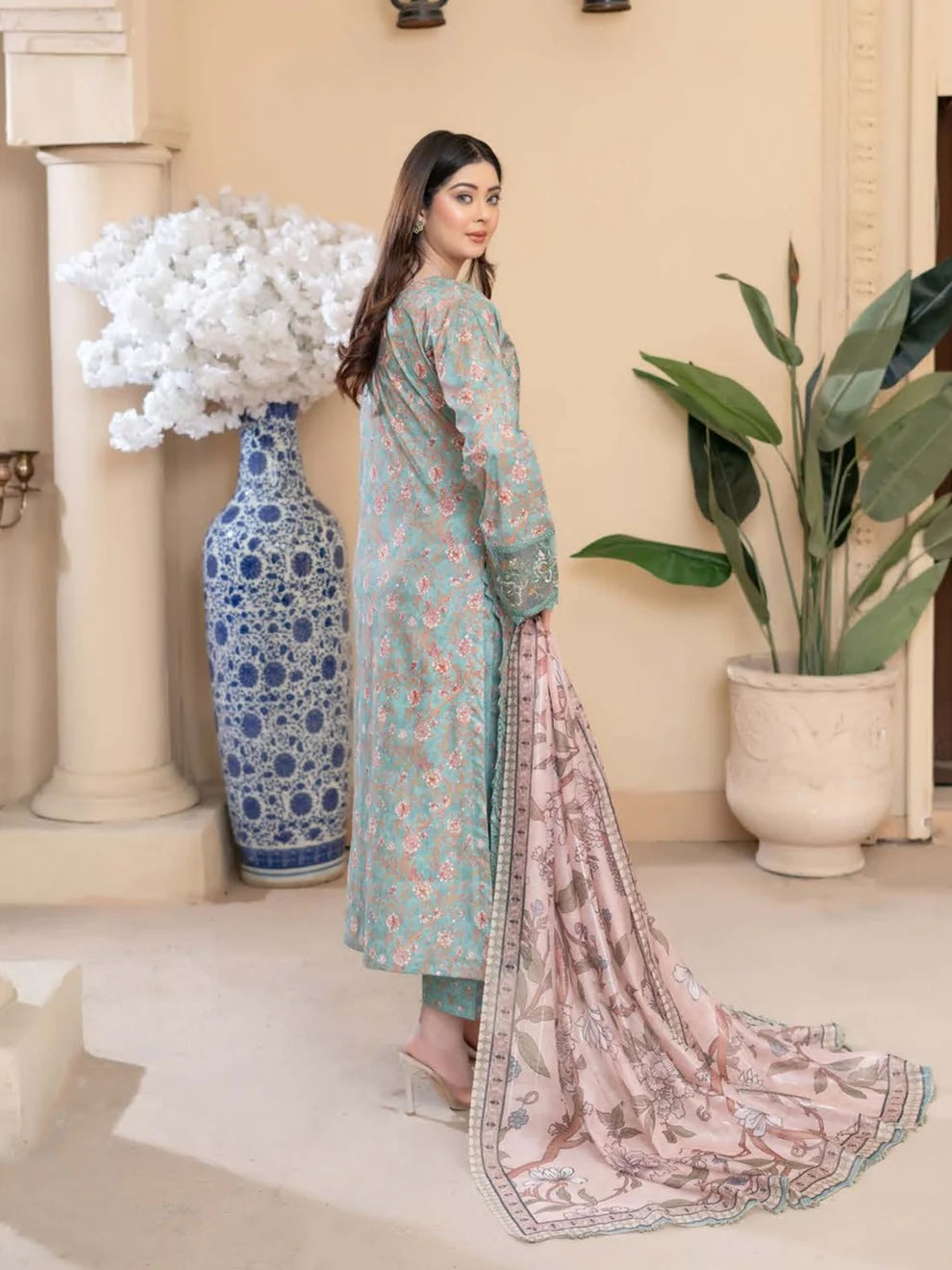 Munira Eid Lawn MSL 03 Teal Green