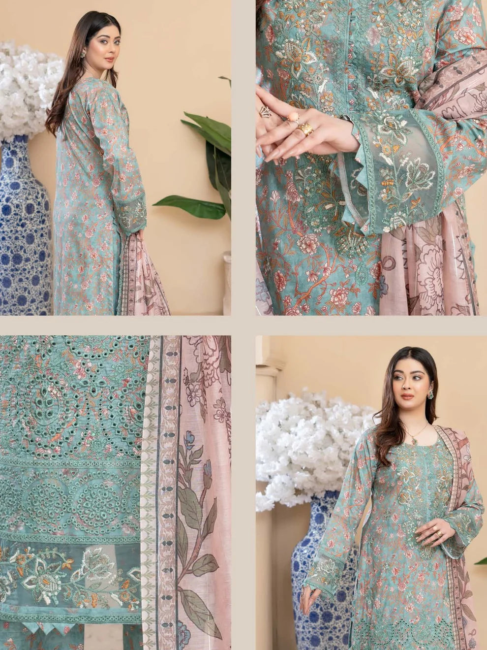 Munira Eid Lawn MSL 03 Teal Green