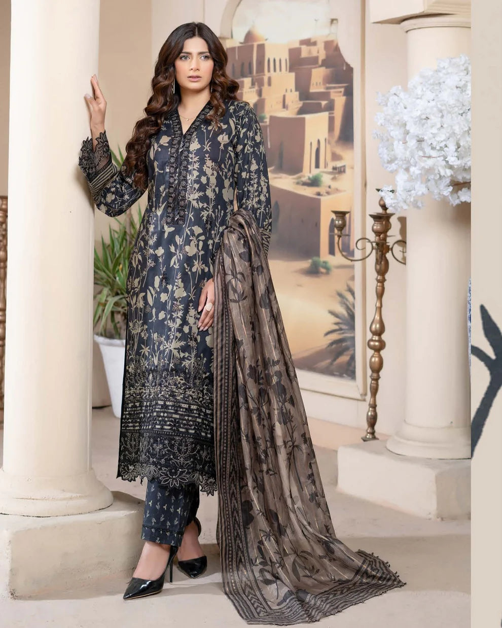 Munira Eid Lawn MSL 04 Charcoal