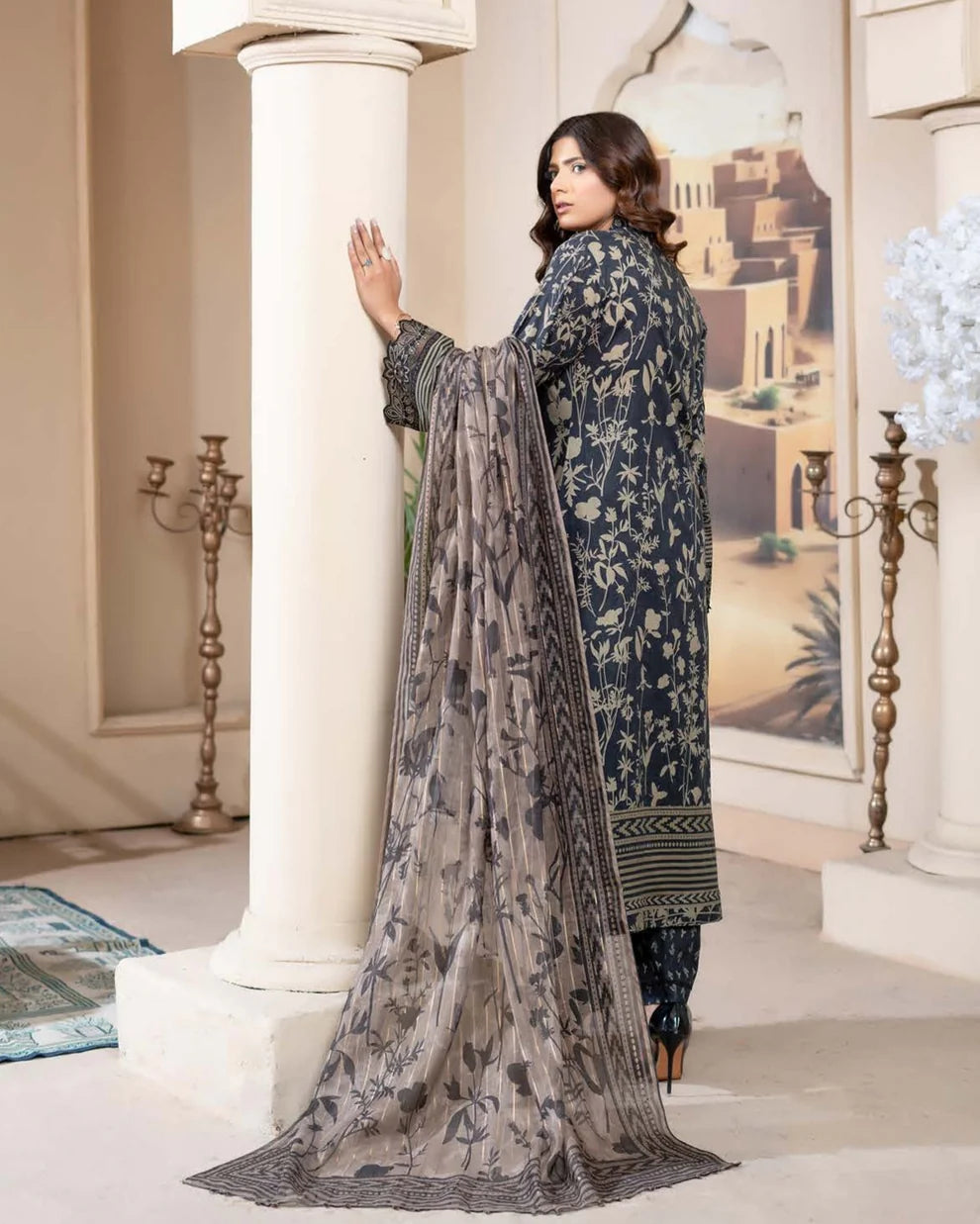 Munira Eid Lawn MSL 04 Charcoal