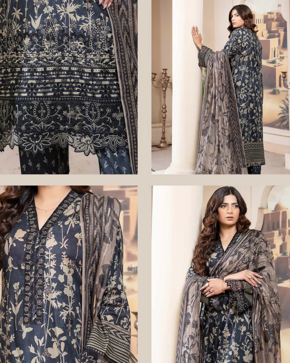 Munira Eid Lawn MSL 04 Charcoal