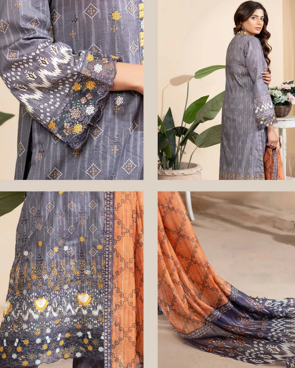 Munira Eid Lawn MSL 07 Grey